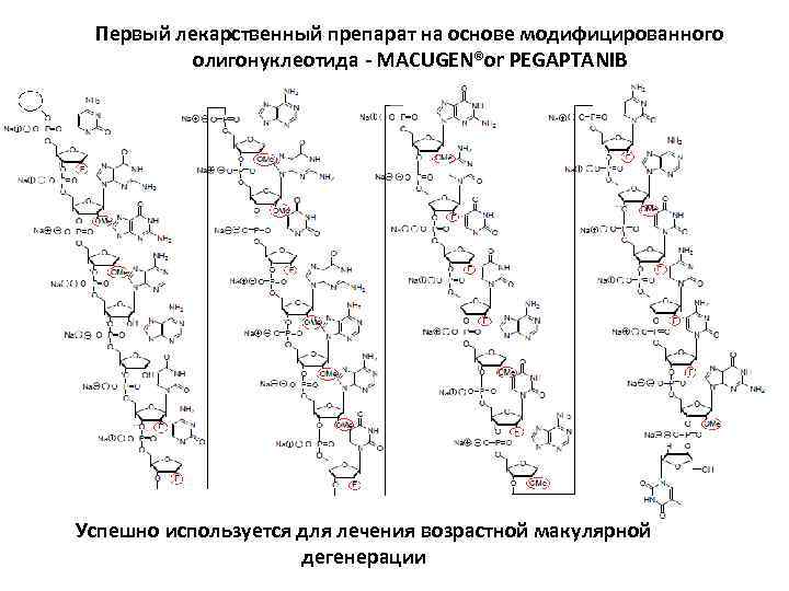 Первый лекарственный препарат на основе модифицированного олигонуклеотида - MACUGEN®or PEGAPTANIB Успешно используется для лечения