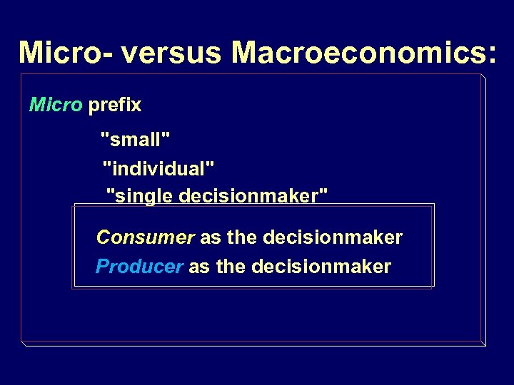 Micro- versus Macroeconomics: Micro prefix 