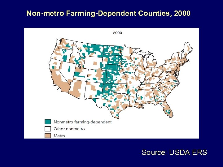 Non-metro Farming-Dependent Counties, 2000 Source: USDA ERS 