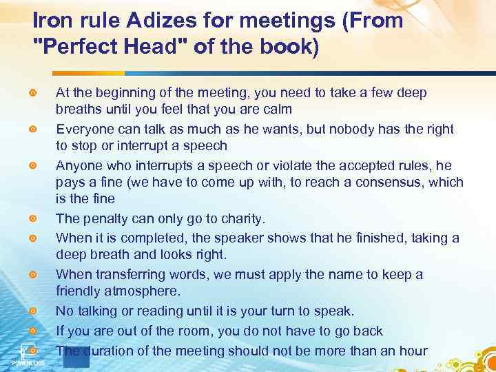 Iron rule Adizes for meetings (From 