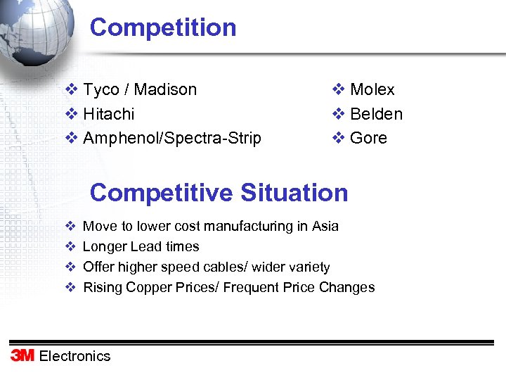 Competition v Tyco / Madison v Hitachi v Amphenol/Spectra-Strip v Molex v Belden v
