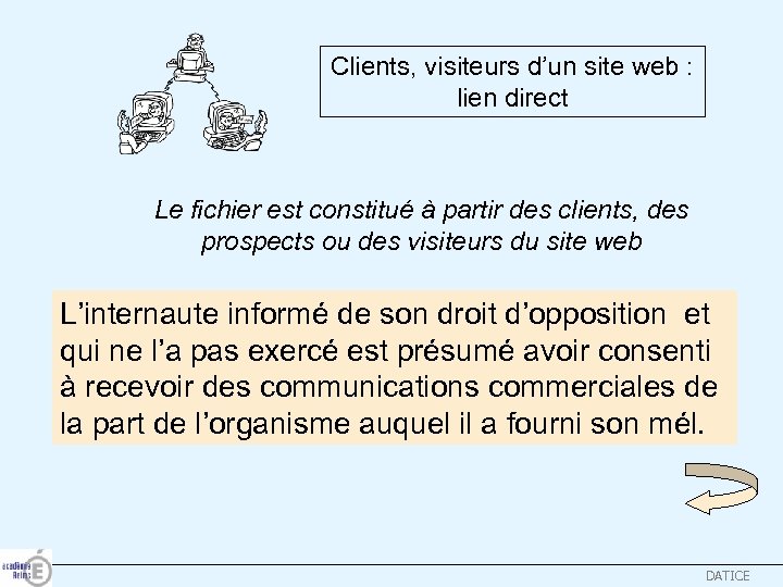 Clients, visiteurs d’un site web : lien direct Le fichier est constitué à partir