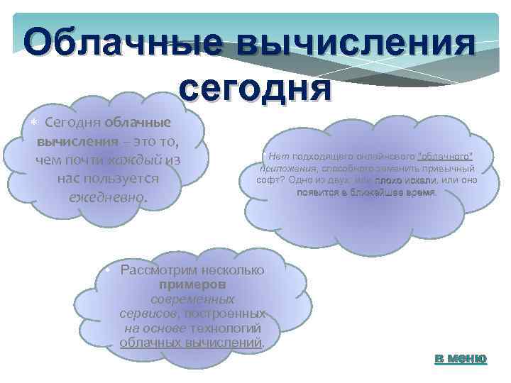 Облачные вычисления сегодня Сегодня облачные вычисления – это то, чем почти каждый из нас