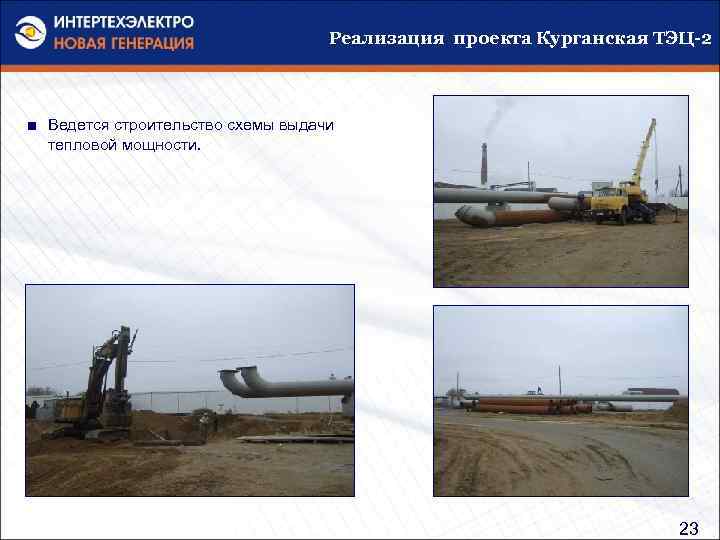 Реализация проекта Курганская ТЭЦ-2 ■ Ведется строительство схемы выдачи тепловой мощности. 23 