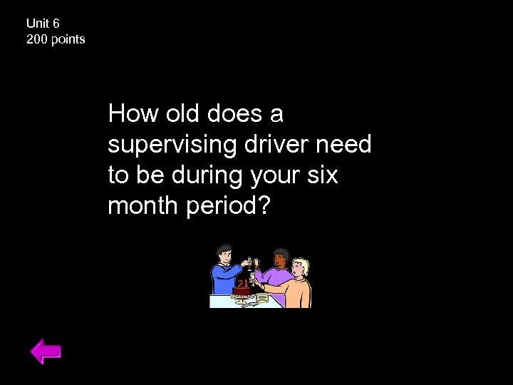 Unit 6 200 points How old does a supervising driver need to be during