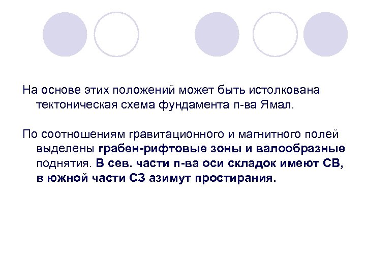 На основе этих положений может быть истолкована тектоническая схема фундамента п-ва Ямал. По соотношениям