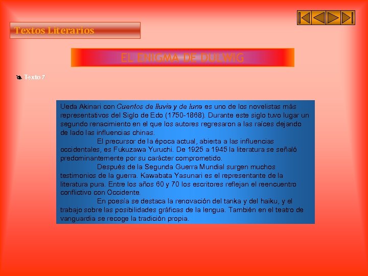 Textos Literarios EL ENIGMA DE DULWIG Texto 7 Ueda Akinari con Cuentos de lluvia