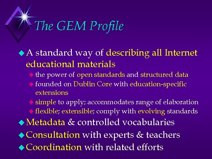 The GEM Profile u. A standard way of describing all Internet educational materials u
