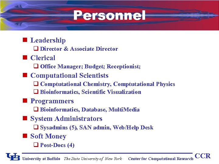 Personnel n Leadership q Director & Associate Director n Clerical q Office Manager; Budget;