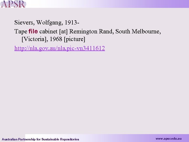 Sievers, Wolfgang, 1913 Tape file cabinet [at] Remington Rand, South Melbourne, [Victoria], 1968 [picture]