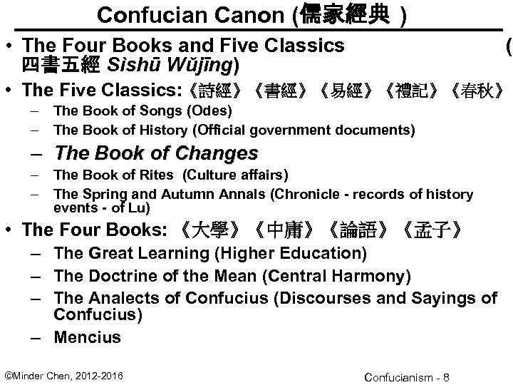 Introduction Of Confucianism 儒家陳明德minder Chen