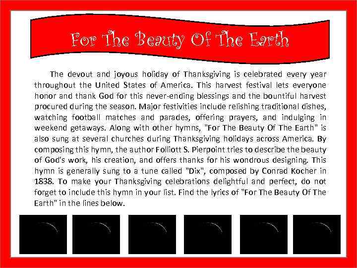 For The Beauty Of The Earth The devout and joyous holiday of Thanksgiving is