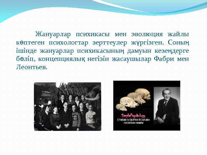 Жануарлар психикасы мен эволюция жайлы көптеген психологтар зерттеулер жүргізген. Соның ішінде жануарлар психикасының дамуын