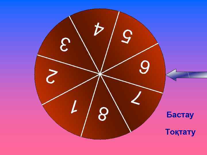 5 4 3 6 7 Бастау Тоқтату 2 8 1 