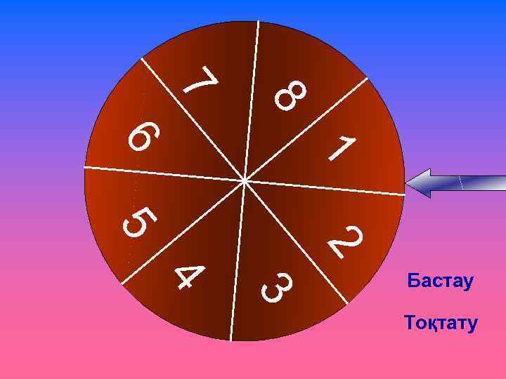 8 7 6 1 5 2 3 4 Бастау Тоқтату 