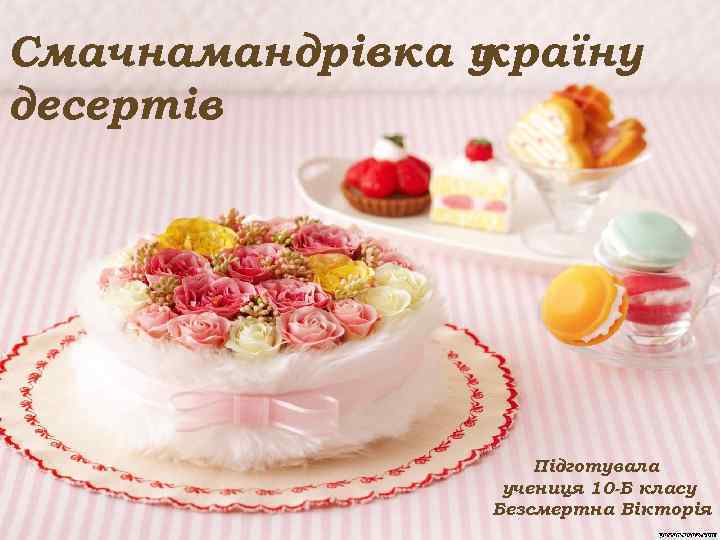 Смачнамандрівка у країну десертів Підготувала учениця 10 -Б класу Безсмертна Вікторія 