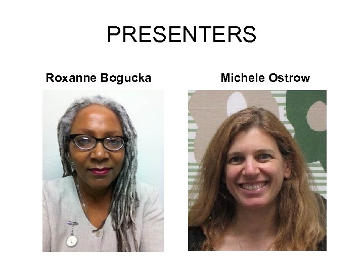 PRESENTERS Roxanne Bogucka Michele Ostrow 