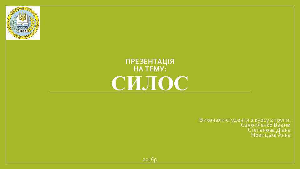 ПРЕЗЕНТАЦІЯ НА ТЕМУ: СИЛОС Виконали студенти 2 курсу 2 групи: Самойленко Вадим Степанова Діана