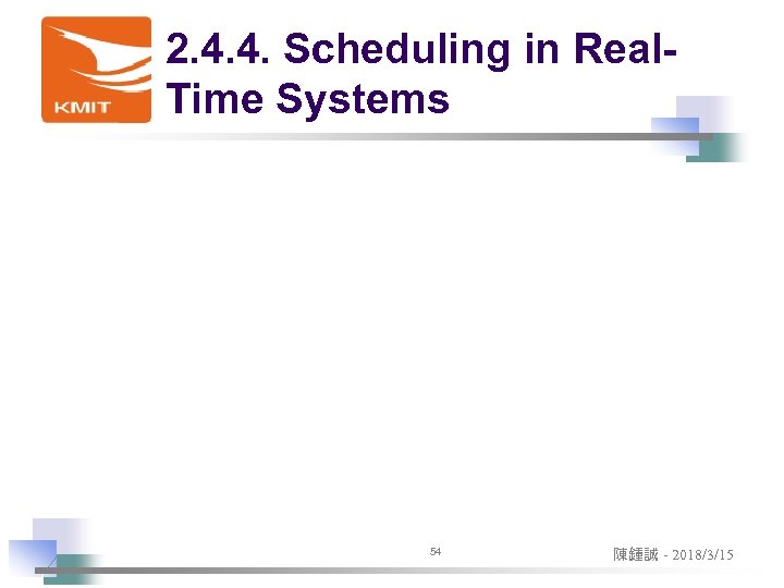 2. 4. 4. Scheduling in Real. Time Systems 54 陳鍾誠 - 2018/3/15 