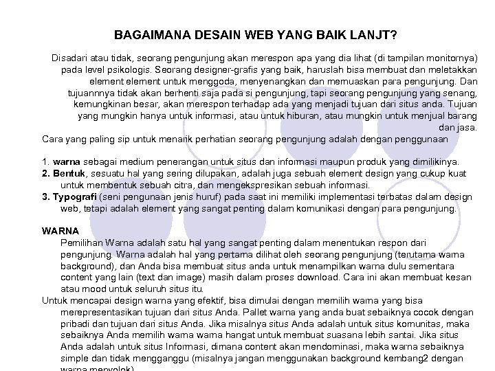 Kriteria Sebuah Web Site yang Baik Apa saja