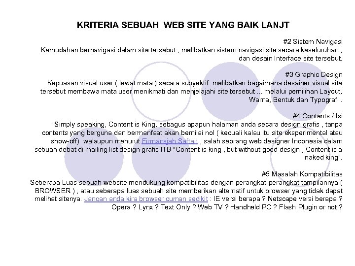 Kriteria Sebuah Web Site yang Baik Apa saja