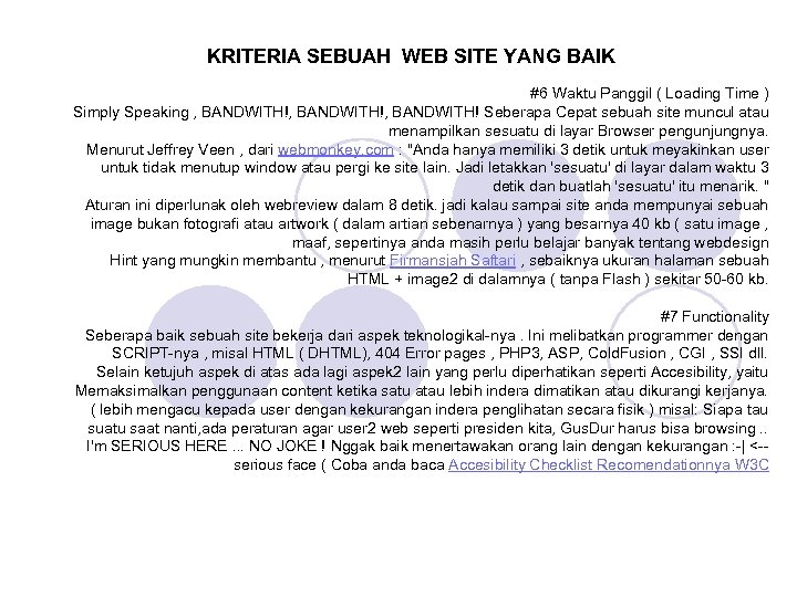 KRITERIA SEBUAH WEB SITE YANG BAIK #6 Waktu Panggil ( Loading Time ) Simply