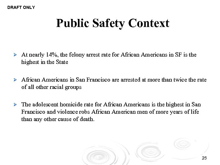 DRAFT ONLY Public Safety Context Ø At nearly 14%, the felony arrest rate for