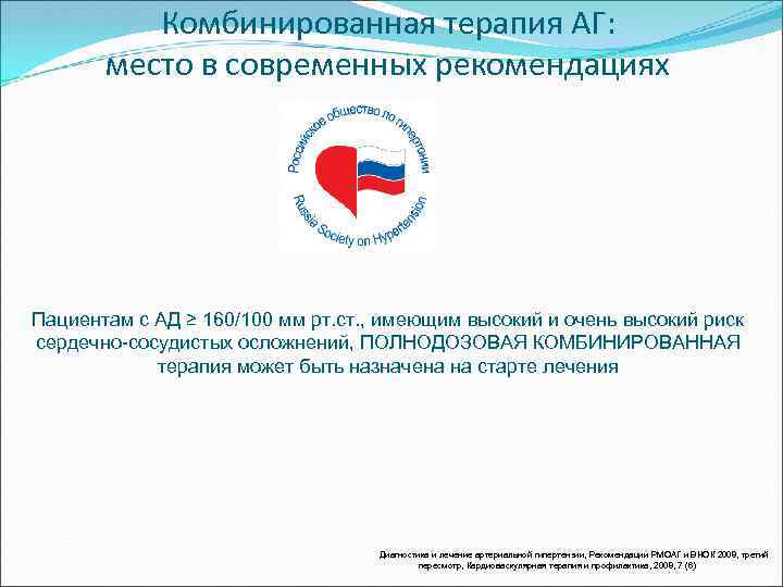 Комбинированная терапия АГ: место в современных рекомендациях Пациентам с АД ≥ 160/100 мм рт.