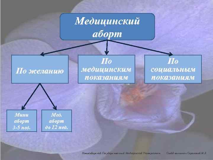 Медицинский аборт По желанию Мини аборт 3 -5 нед. По медицинским показаниям По социальным