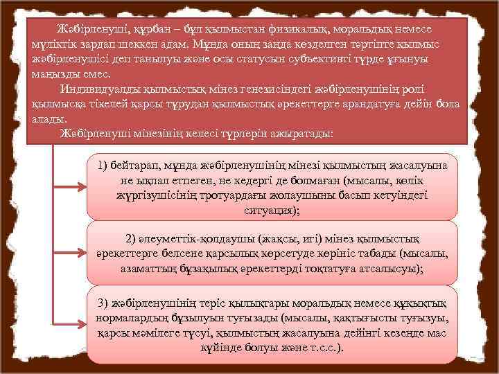 Жәбірленуші, құрбан – бұл қылмыстан физикалық, моральдық немесе мүліктік зардап шеккен адам. Мұнда оның