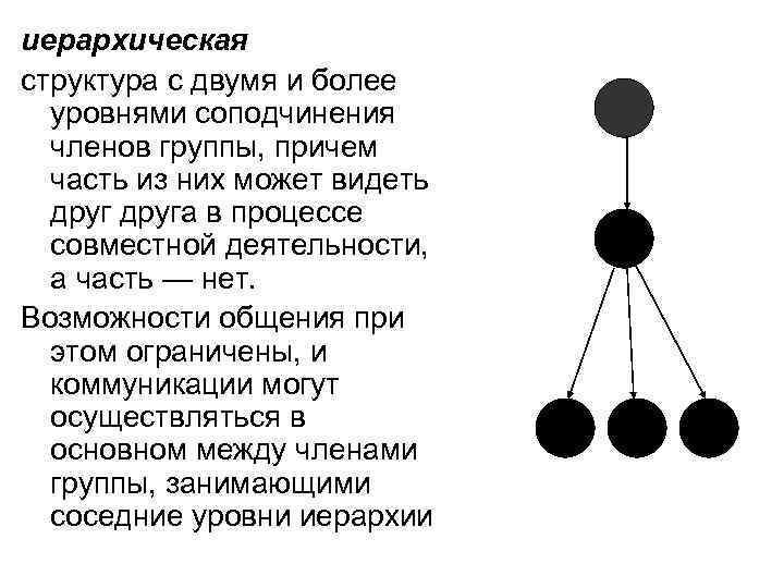 иерархическая структура с двумя и более уровнями соподчинения членов группы, причем часть из них