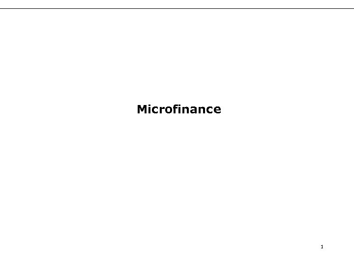 Microfinance 1 