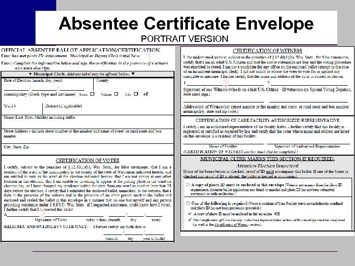 Absentee Certificate Envelope PORTRAIT VERSION 1 3 2 