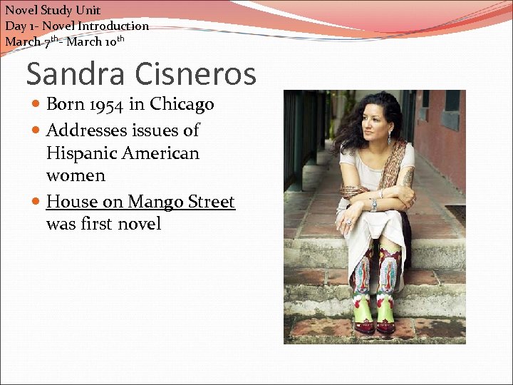 Novel Study Unit Day 1 - Novel Introduction March 7 th- March 10 th