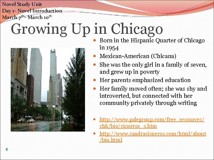 Novel Study Unit Day 1 - Novel Introduction March 7 th- March 10 th