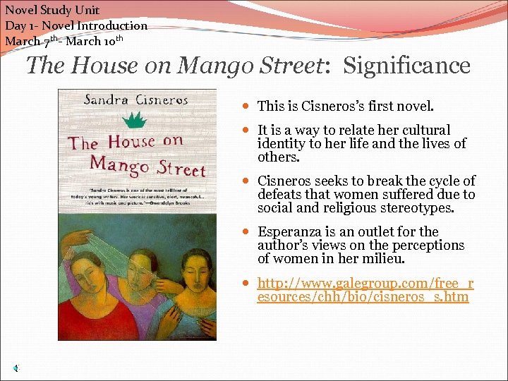 Novel Study Unit Day 1 - Novel Introduction March 7 th- March 10 th