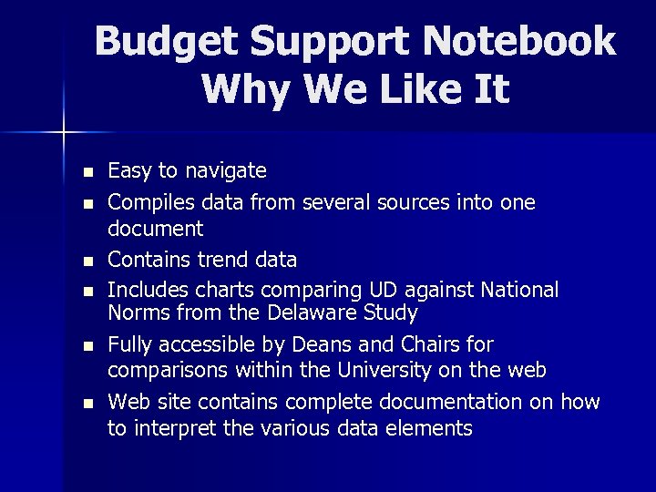 Budget Support Notebook Why We Like It n n n Easy to navigate Compiles