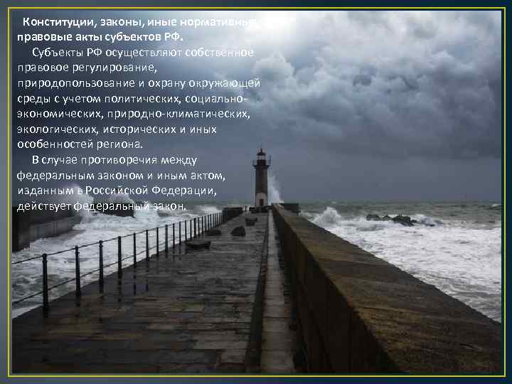  Конституции, законы, иные нормативные правовые акты субъектов РФ. Субъекты РФ осуществляют собственное правовое