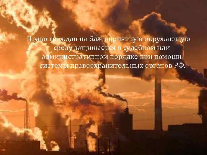 Право граждан на благоприятную окружающую среду защищается в судебном или административном порядке при помощи