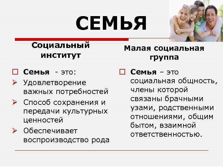 Социальный институт и малая социальная группа