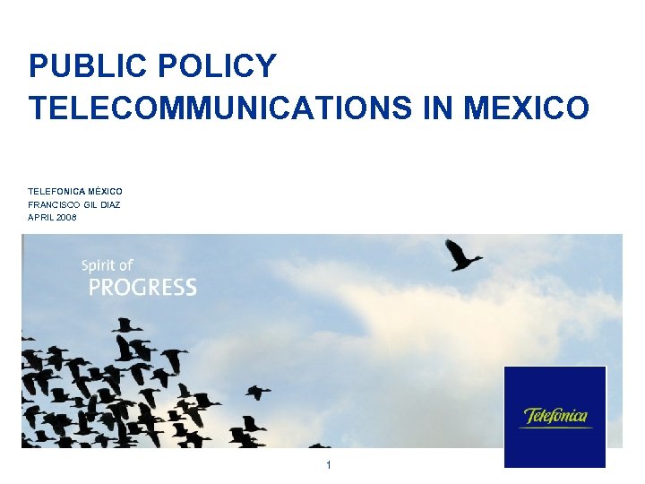 PUBLIC POLICY TELECOMMUNICATIONS IN MEXICO TELEFONICA MÉXICO FRANCISCO GIL DIAZ APRIL 2008 1 