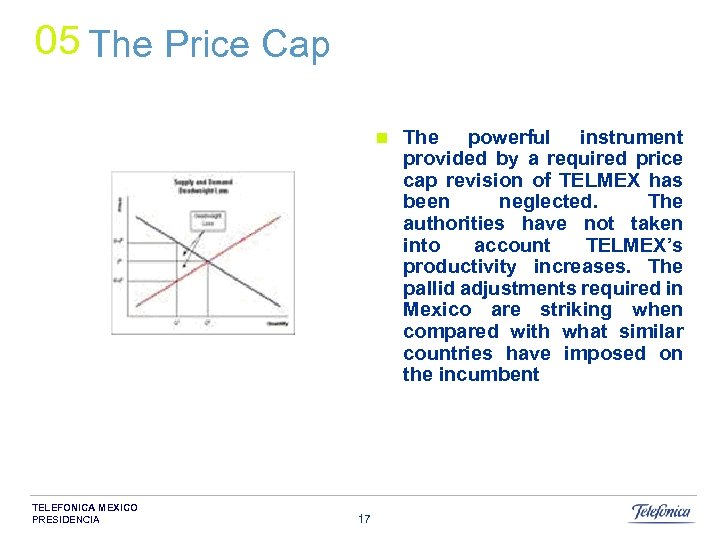 05 The Price Cap n TELEFONICA MEXICO PRESIDENCIA 17 The powerful instrument provided by