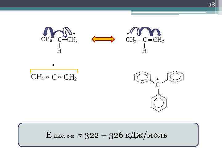 18 • • • Е дис. с-н ≈ 322 – 326 к. Дж/моль 