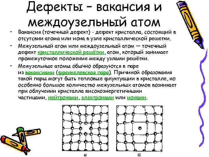 Какого рода дефект кристаллической структуры представлен на рисунке межузельный атом