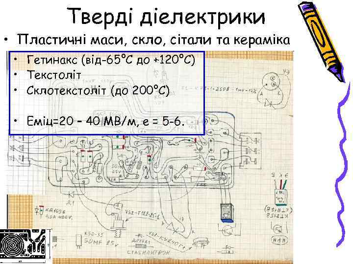 Тверді діелектрики • Пластичні маси, скло, сітали та кераміка • Гетинакс (від-65°С до +120°С)