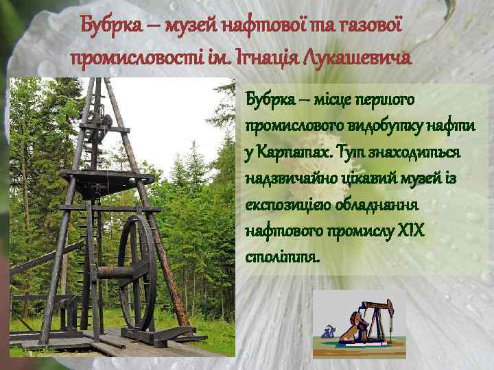 Бубрка – музей нафтової та газової промисловості ім. Ігнація Лукашевича Бубрка – місце першого