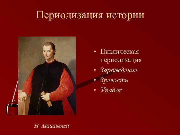 Периодизация истории • Циклическая периодизация • Зарождение • Зрелость • Упадок Н. Маиавелли 