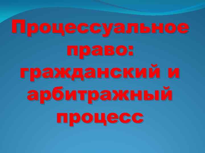 Процессуальное право: гражданский и арбитражный процесс 