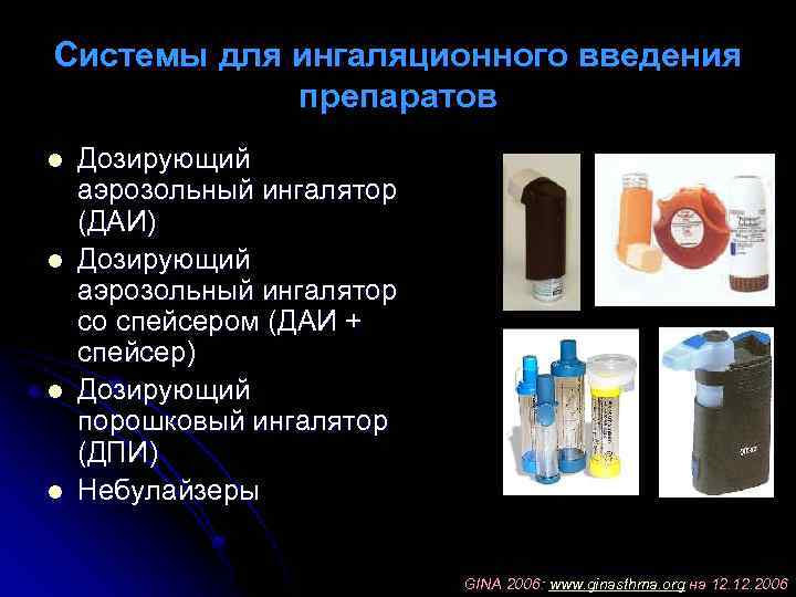 Системы для ингаляционного введения препаратов l l Дозирующий аэрозольный ингалятор (ДАИ) Дозирующий аэрозольный ингалятор