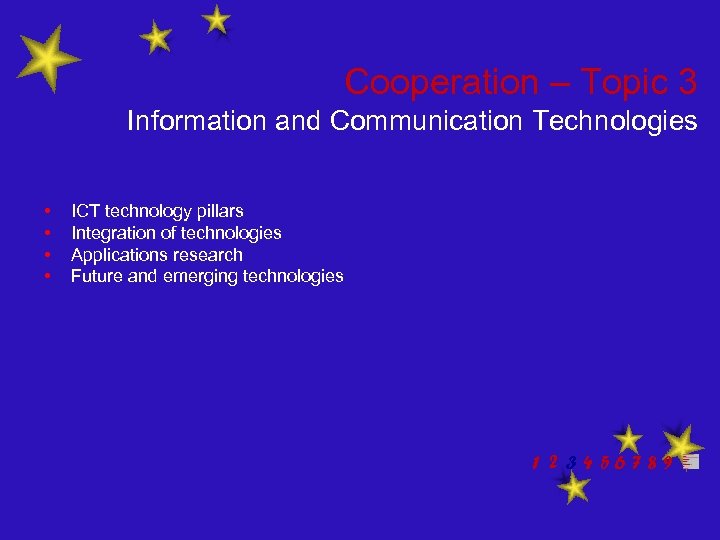 Cooperation – Topic 3 Information and Communication Technologies • • ICT technology pillars Integration